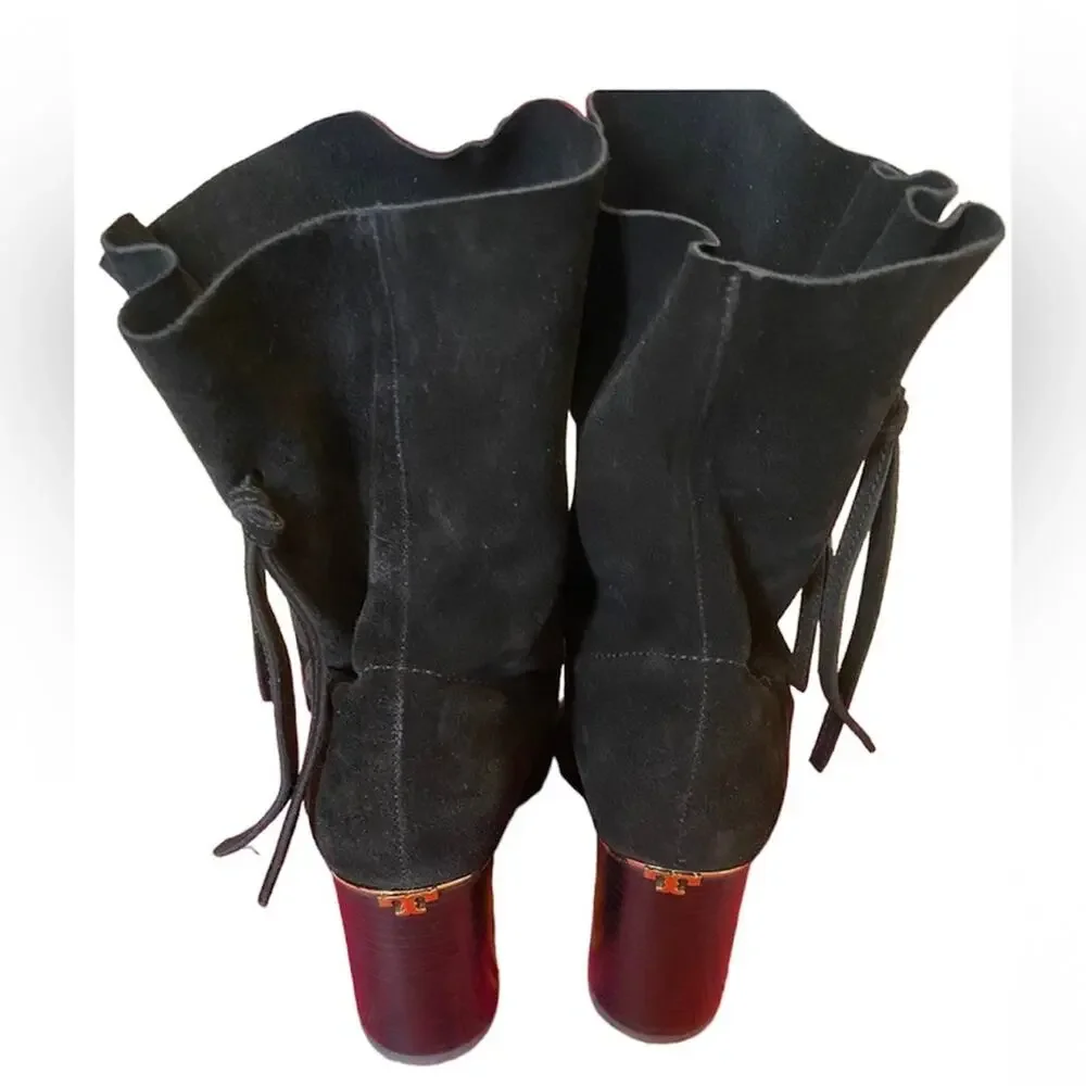 TORY BURCH ‘GIGI’ 85 Suede Ankle Boots Black 7.5